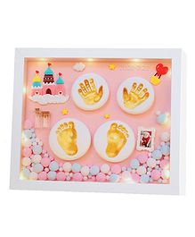 CHARISMOMIC Baby Clay Handprint & Footprint Wooden Frame With LED Light - Pink