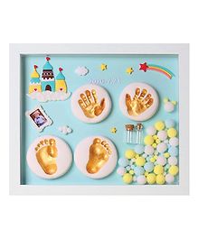 CHARISMOMIC Baby Clay Handprint & Footprint Wooden Frame With LED Light - Blue