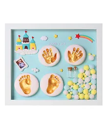 CHARISMOMIC Baby Clay Handprint & Footprint Wooden Frame With LED Light - Blue