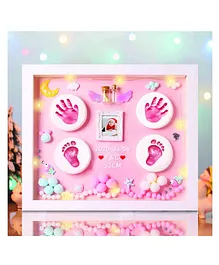 CHARISMOMIC Baby Clay Handprint & Footprint Wooden Frame With LED Light - Pink