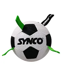 SYNCO Football With Holding Green Loops Dog Ball Size 1 - Black White