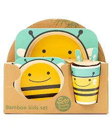 Ez Life Kids Meal Set Bumble Bee Pack Of 5 - Aqua Blue & Yellow