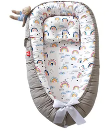 SYGA New Born Baby Nest Portable Reversible Sleeping Bed Foldable Sleeping Toddler Cotton Baby Mattress Pillow - Grey