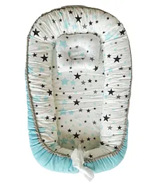 SYGA New Born Baby Nest Portable Reversible Sleeping Bed Foldable Sleeping Toddler Cotton Baby Mattress Pillow-Blue Edge - Blue