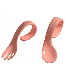 SYGA 2PCS Infant Baby Fork And Spoon Set Anti-Choke Self Feeding Accessories Pack of 2 -  Pink