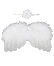 SYGA Newborn Kids Feather Wing Angel Baby Wings With Headband Infants Photography Props - White