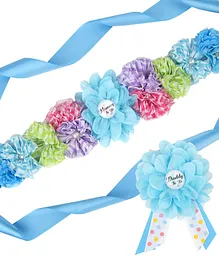 SYGA Pregnant Woman Baby Shower Maternity Flower Belt For MOM To Be & Daddy To Be Woman Belt Photography Props Blue Wave