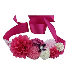SYGA Pregnant Woman Baby Shower Maternity Flower Belt For MOM To Be & Daddy To Be Woman Belt Photography Props Dark Pink