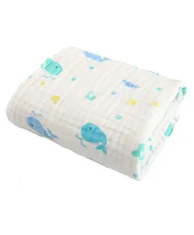 SYGA 100% Cotton Baby Swaddle Blanket Dolphin Print - Blue