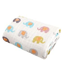 SYGA 100% Cotton Baby Swaddle Blanket Elephant Print - Multicolour