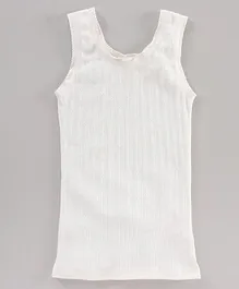 Kanvin Cotton Knit Sleeveless Thermal Vest Striped - Offwhite