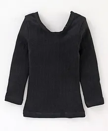 Kanvin Cotton Knit Full Sleeves Thermal Vest Solid - Black