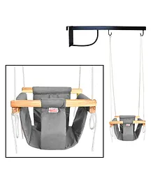 VParents Roller swing for Kids with hanging metal rod for Indoor Outdoor - Grey