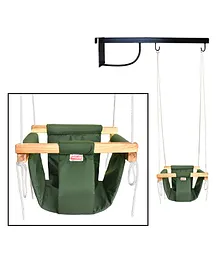 VParents Roller swing for Kids with hanging metal rod for Indoor Outdoor - Green
