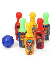 Toysons Bowling Set of 6 Pins With Ball - Multicolor
