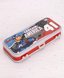  Marvel Captain America Dual Compartment Pencil Box - Red & Grey