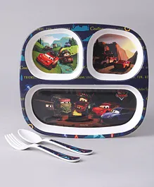  Disney Pixar Cars Sectioned Plate With Fork & Spoon Set - Multicolour