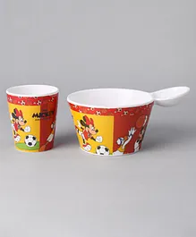Disney Mickey Mouse And Friends Fries Dip Bowl and Glass Multicolour  - 550 ml & 250 ml