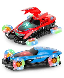 Fiddlerz Battery Operated Defrom Flying Car With Sound & Light Bump N Go Function Rotating Four Wheel Toys (Color May Vary)