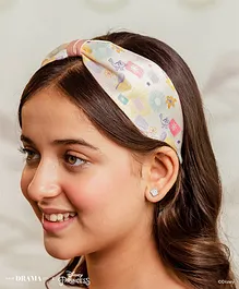 Hair Drama Co.x Disney Princess Tangled Themed Flower Printed Knotted Hair Band - Pink