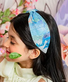 Hair Drama Co.x Disney Princess Ariel Themed Let Courage Lead The Way Text Printed & Stone Embellished Knotted Hair Band - Blue