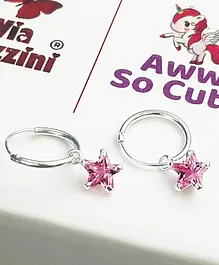 Aww So Cute Pair Of Star Design 925 Sterling Earrings - Pink