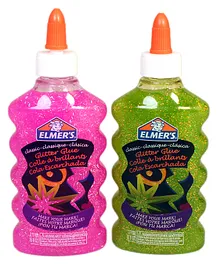 Elmer's Glitter Glue Bottle Pink & Green Pack of 2 - 360 ml