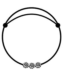 DARSHRAJ Jewels 925 Sterling Silver Solid Samll Fixed Flower Thread Anklet Bracelet - Black & Silver