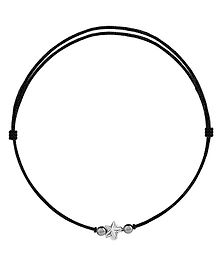 DARSHRAJ Jewels 925 Sterling Silver Star Moving Designer Thread Anklet Bracelet - Black & Silver