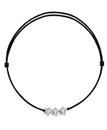 DARSHRAJ Jewels 925 Sterling Silver 3 Star Black Thread Anklet Bracelet - Black Silver