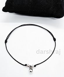 DARSHRAJ Jewels 925 Sterling Silver Hanging Ball & Moving  Black Thread Anklet Bracelet - Black & Silver
