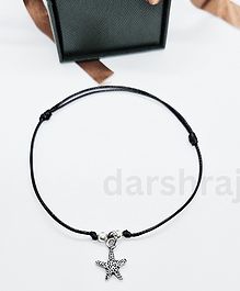 DARSHRAJ Jewels 925 Sterling Silver Star Beads Black Thread Anklet Bracelet - Black & Silver