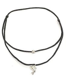 DARSHRAJ Jewels 925 Sterling Silver Dolphin Black Thread Anklet Bracelet - Black & Silver