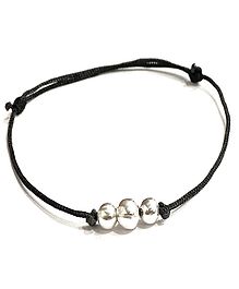 Darshraj Jewels 925 Sterling Silver 3 Ball Black Thread Anklet Bracelet - Black & Silver