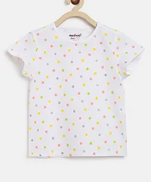 Nauti Nati Half Sleeves Polka Dot Printed Top - White