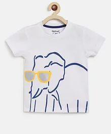 Nauti Nati Half Sleeves Elephant Printed T Shirt - White