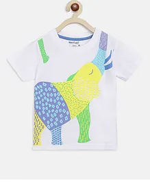 Nauti Nati Half Sleeves Elephant Printed T Shirt - White