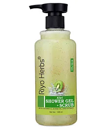 Riyo Herbs Body Wash & Scrub Shower Gel with Refreshing Scent Kiwi Flower for Smoother Skin - 300 ml