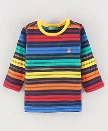 UCB Cotton Full Sleeves Striped T-Shirt - Navy Bue & Multicolour