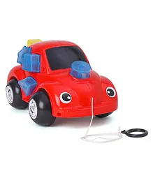 Toyzone Baby Pull Along cum Shape Sorter Toy  - Red And Blue
