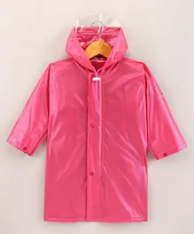 Zeel Full Sleeves Solid Color Hooded Raincoat - Red