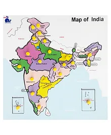 HNT Kids Wooden Map Of India Knob Puzzle Multicolor - 23 Pieces
