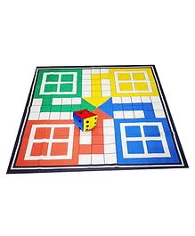 Muren Ludo Big Size Mat 4 By 4 Feet With 4 Inch Dice & Tokens Anti Skid Party & Fun Board Game- Multicolor