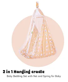 Baybee Swing Cotton Hanging cradle with Mosquito Net & Spring - Orange