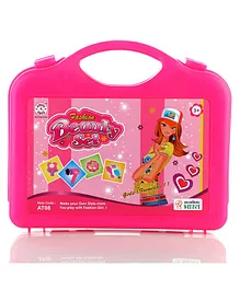Kids Mandi Pretend Play Make-Up Case And Cosmetic Set, Durable Beauty Kit Hair Salon with Makeup Accessories for Children Girls With Foldable Suitcase - Pink