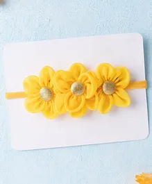 Knotty Ribbons Flower Applique Headband - Mustard Yellow