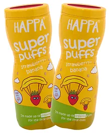 Happa Organic Multigrain Strawberry & Banana Melts Super Puffs Pack of 2 - 40 gm Each