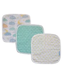 Abracadabra 100% Cotton Muslin Wash Cloths Pack Of 3 Lost in Clouds Print - Multicolour