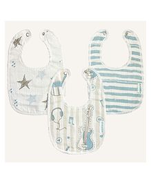 Abracadabra Cotton Muslin Bibs Pack Of 3 Rockstar Print (Color may vary