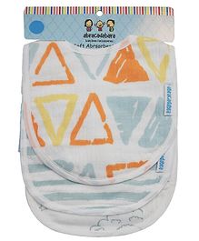 Abracadabra Cotton Muslin Bibs Pack Of 3 Hot Air Balloon Print White & Orange (Print May Vary)